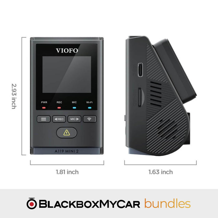 [New Driver Bundle] VIOFO A119 Mini 2 + Bonus 2-Year Extended Warranty - Dash Cam Bundles - {{ collection.title }} - 1-Channel, 12V Plug-and-Play, 2K QHD @ 60 FPS, App Compatible, Bluetooth, China, Dash Cam Bundles, Display Screen, G-Sensor, GPS, Hardwire Install, LiFePO4, Loop Recording, Mobile App Viewer, Night Vision, Parking Mode, sale, Super Capacitor, Wi-Fi - BlackboxMyCar Canada