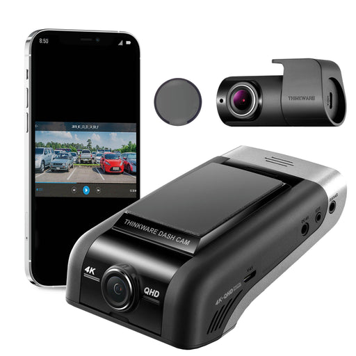 Thinkware U1000 4K UHD Dual-Channel Dash Cam - Dash Cams - {{ collection.title }} - 128GB, 12V Plug-and-Play, 2-Channel, 4K UHD @ 30 FPS, ADAS, Adhesive Mount, App Compatible, Camera Alerts, Cloud, Dash Cams, Desktop Viewer, G-Sensor, GPS, Hardwire Install, Loop Recording, Mobile App, Mobile App Viewer, Night Vision, OBD Plug-and-Play, Parking Mode, Rear Camera, Security, South Korea, Super Capacitor, Voice Alerts, Wi-Fi - BlackboxMyCar Canada