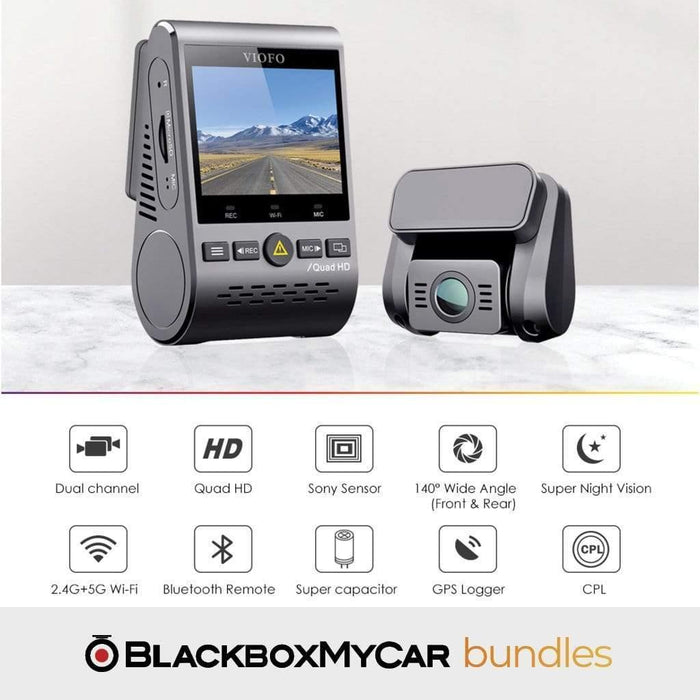 [Signature Bundle] VIOFO A129 Plus Duo + BlackboxMyCar PowerCell 8 + Bonus 2-Year Warranty - Dash Cam Bundles - {{ collection.title }} - 12V Plug-and-Play, 2-Channel, 2K QHD @ 30 FPS, 2K QHD @ 60 FPS, Adhesive Mount, App Compatible, Battery, Bluetooth, China, Dash Cam Bundles, Display Screen, G-Sensor, GPS, Hardwire Install, LiFePO4, Loop Recording, Mobile App, Mobile App Viewer, Night Vision, Parking Mode, sale, Super Capacitor, Wi-Fi - BlackboxMyCar Canada
