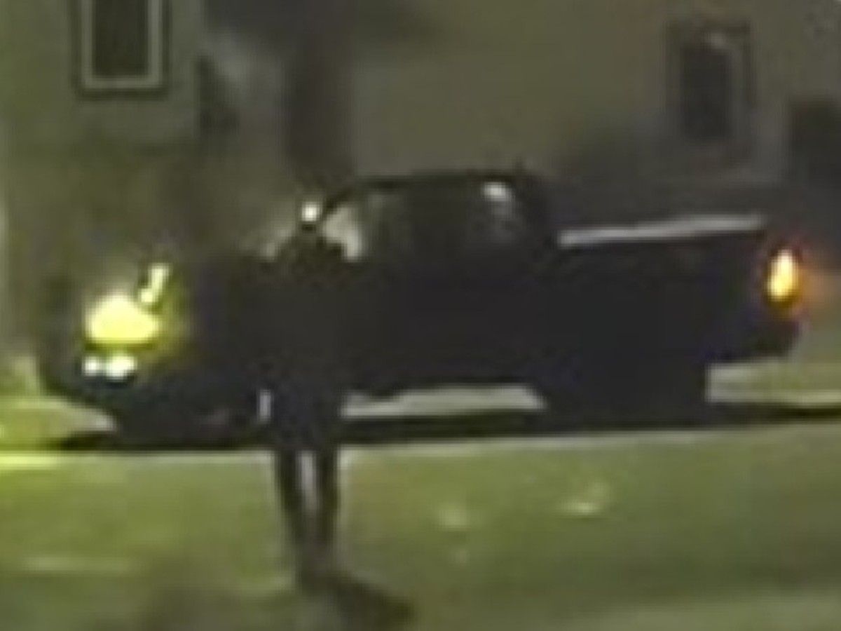 Dark pickup truck image released as part of an Edmonton Police Service appeal for video evidence