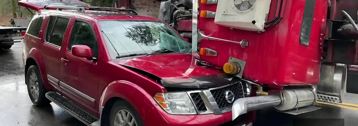 Truck Topples onto Maple Ridge Man's Vehicle in Terrifying Dash Cam Footage cover image