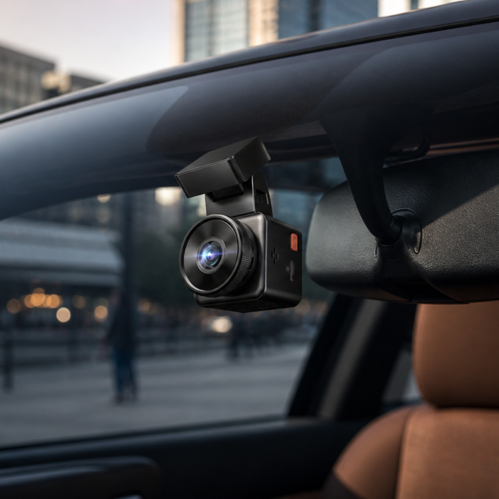 Vehicle protected by a dash cam during a busy event weekend