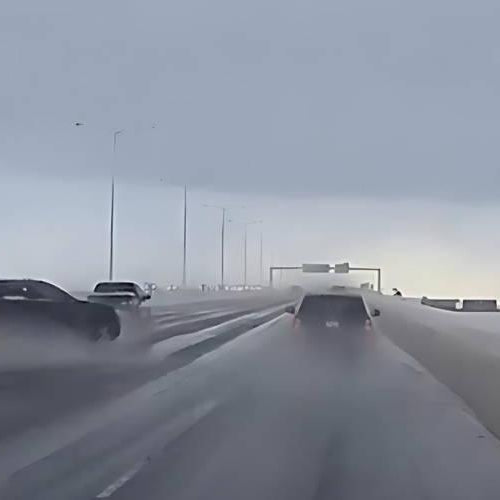 Snowy Spring Dash Cam Footage Shows Sudden Hydroplaning cover image