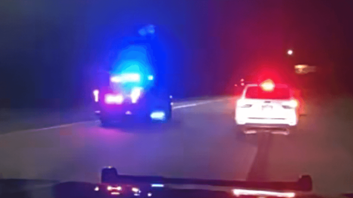 Walker Police dash cam still from I-96 wrong-way driver stop