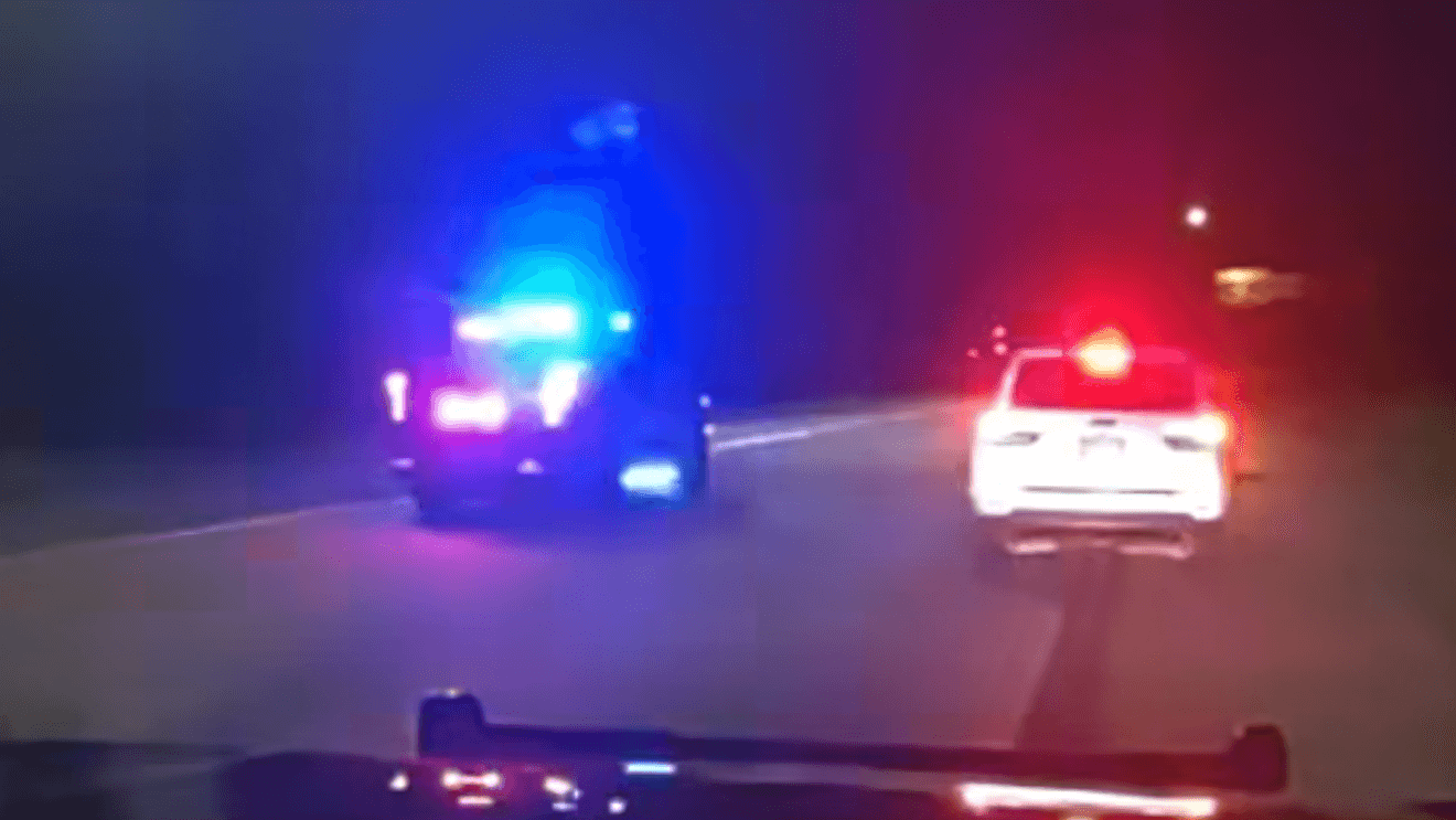 Walker Police dash cam still from I-96 wrong-way driver stop