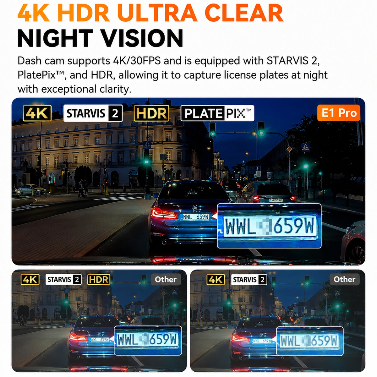 Vantrue E1 Pro 4K Mini Dash Cam with Sony STARVIS 2