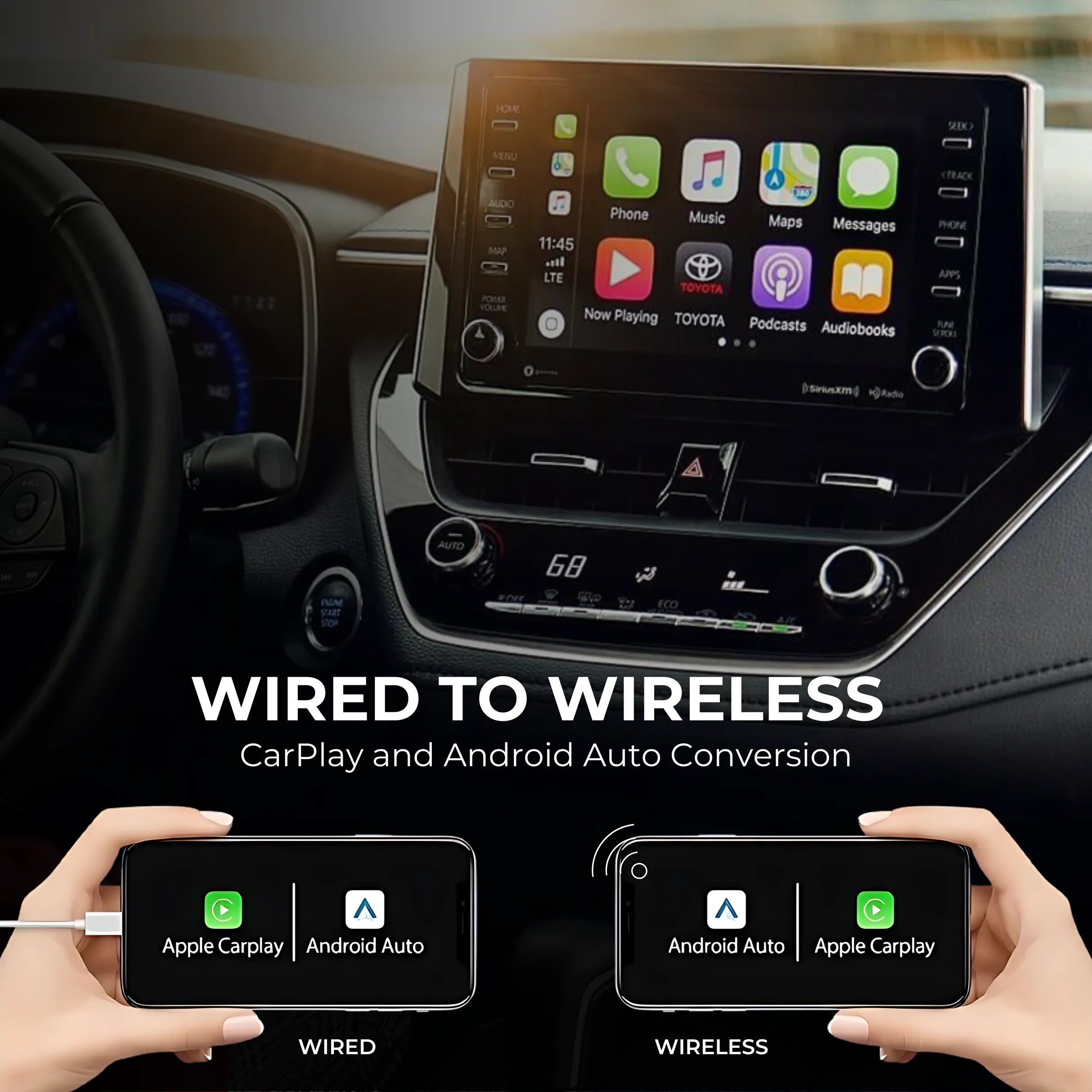 ATOTOOUT「AI Box」CarPlay & Android Auto ATOTO CarPlay AI Box Upgrade Wireless CarPlay Adapter, Plug & Play Car