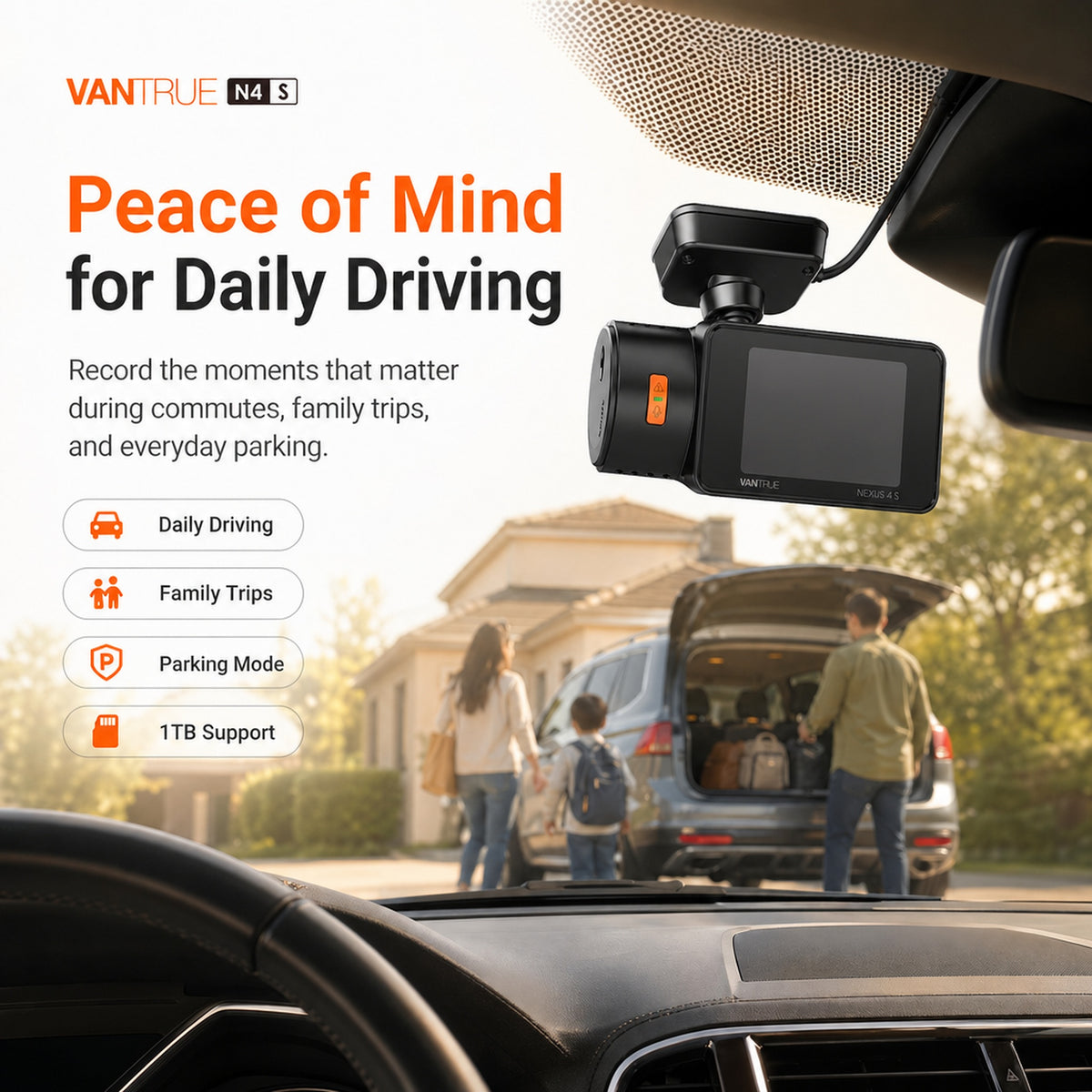 Vantrue Nexus 4S (N4S) 3-Channel 2K QHD Dash Cam with Sony STARVIS 2