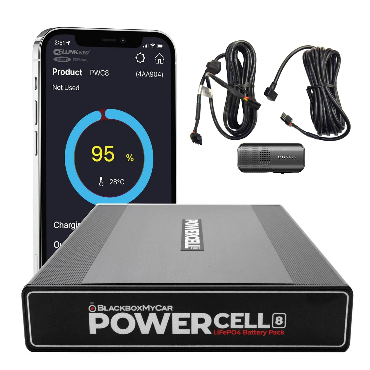 BlackboxMyCar PowerCell 8 LiFePO4 Bluetooth Dash Cam Battery Pack