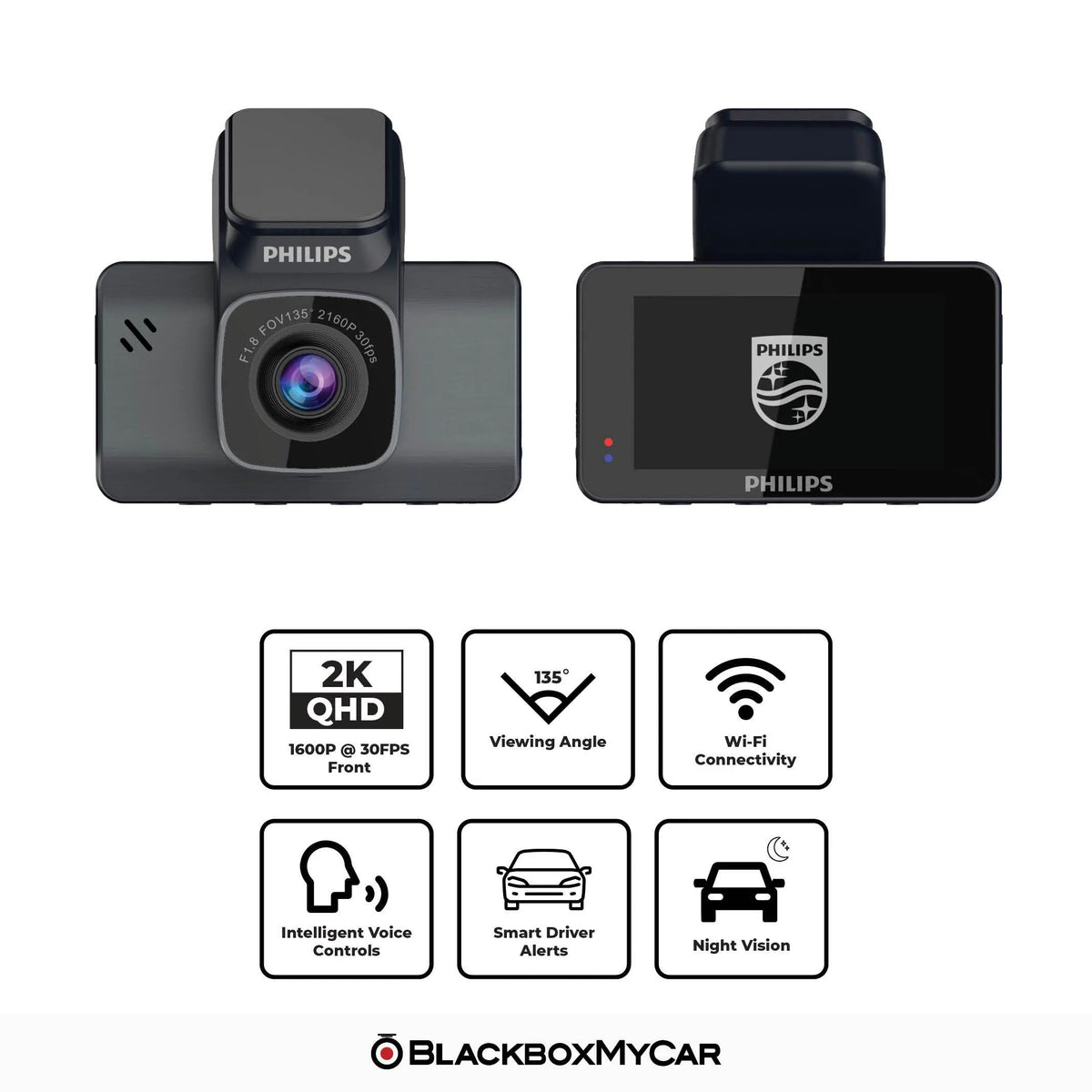 Philips GoSure GS5101 2K QHD Single-Channel Dash Cam - BlackboxMyCar Canada