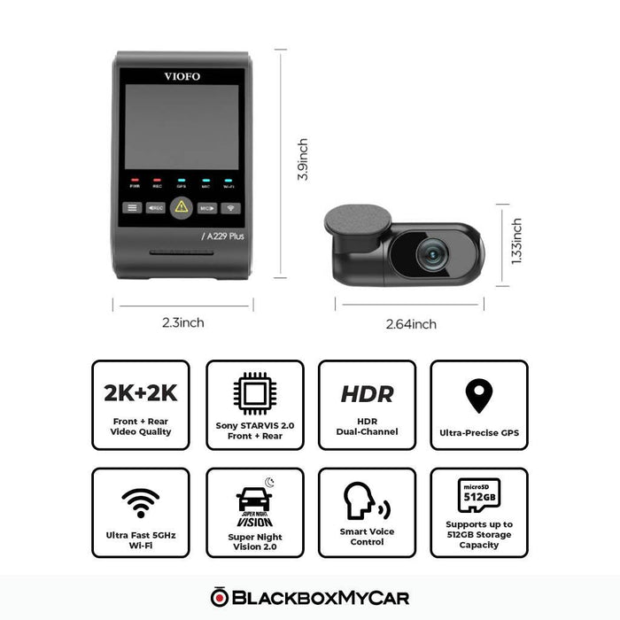 VIOFO A229 Plus Duo 2K QHD 2-Channel Dash Cam