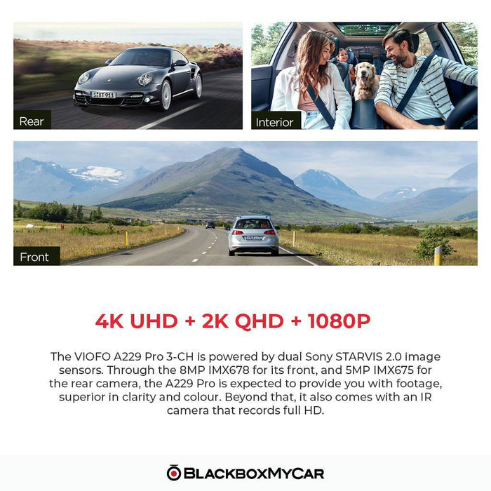 VIOFO A229 Pro 4K UHD 3-Channel Dash Cam