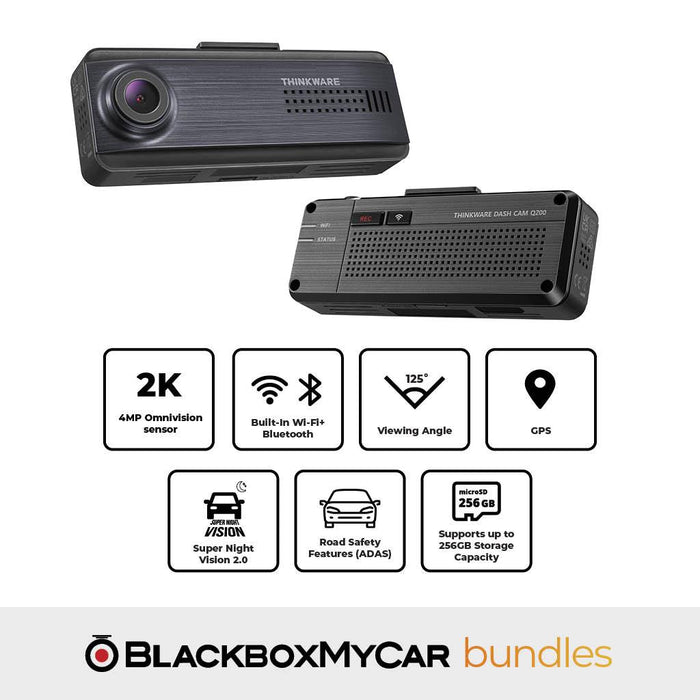 [New Driver Bundle] Thinkware Q200 2CH + IROAD OBD-II Power Cable + Bonus 2-Year Extended Warranty - Dash Cam Bundles - {{ collection.title }} - 2-Channel, 2K QHD @ 30 FPS, Adhesive Mount, Dash Cam Bundles, Desktop Viewer, G-Sensor, Loop Recording, Mobile App Viewer, Night Vision, Parking Mode, Rear Camera, sale, South Korea, Super Capacitor, Wi-Fi - BlackboxMyCar Canada