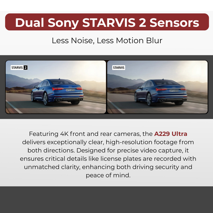 VIOFO A229 Ultra 4K+4K 2-Channel 30FPS UHD Dash Cam