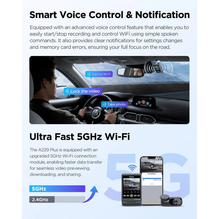 Caméra embarquée VIOFO A229 Plus Duo 2K QHD 2 canaux 