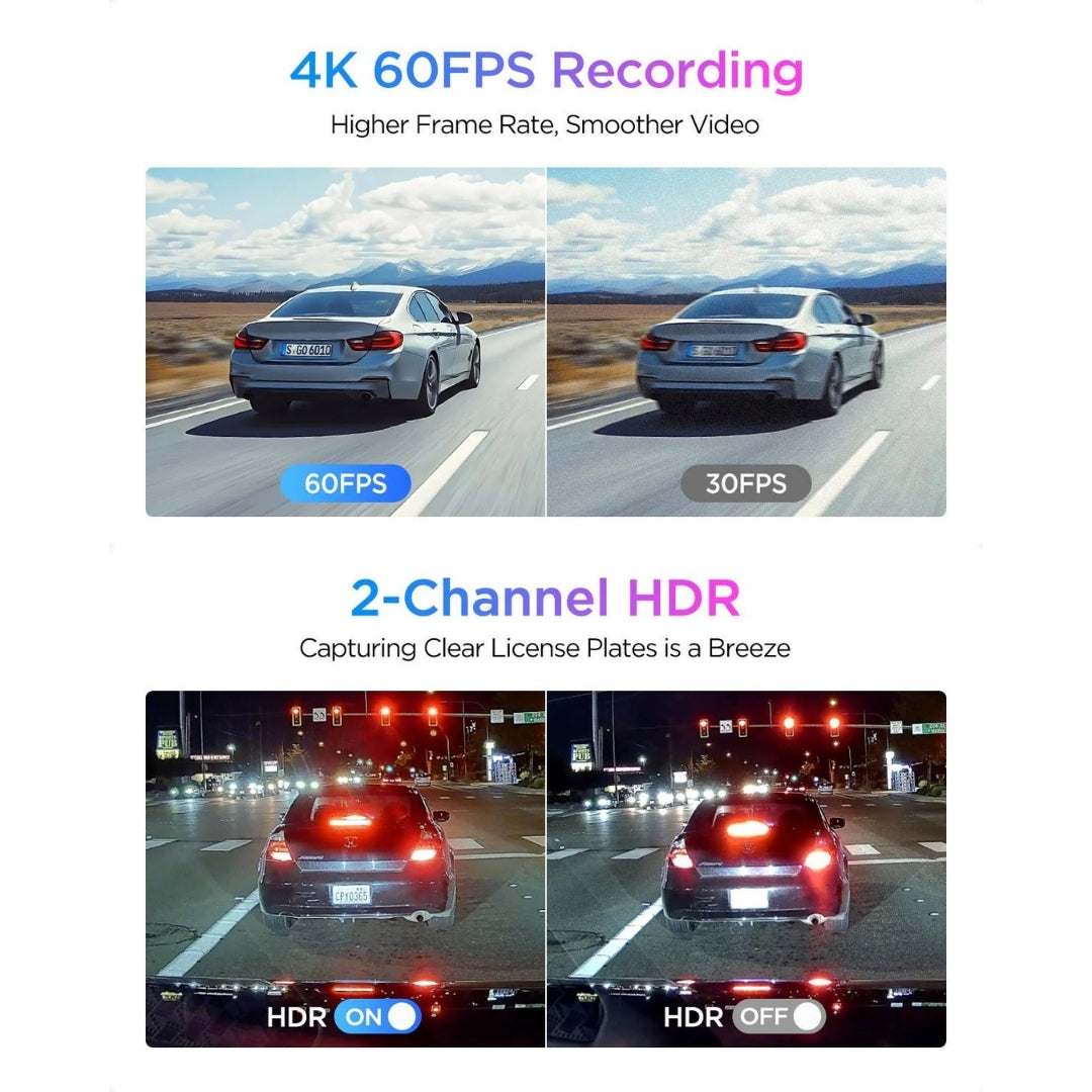 VIOFO A329S 2CH 4K UHD 60FPS Front + 2K Rear Sony STARVIS 2 Dash Cam