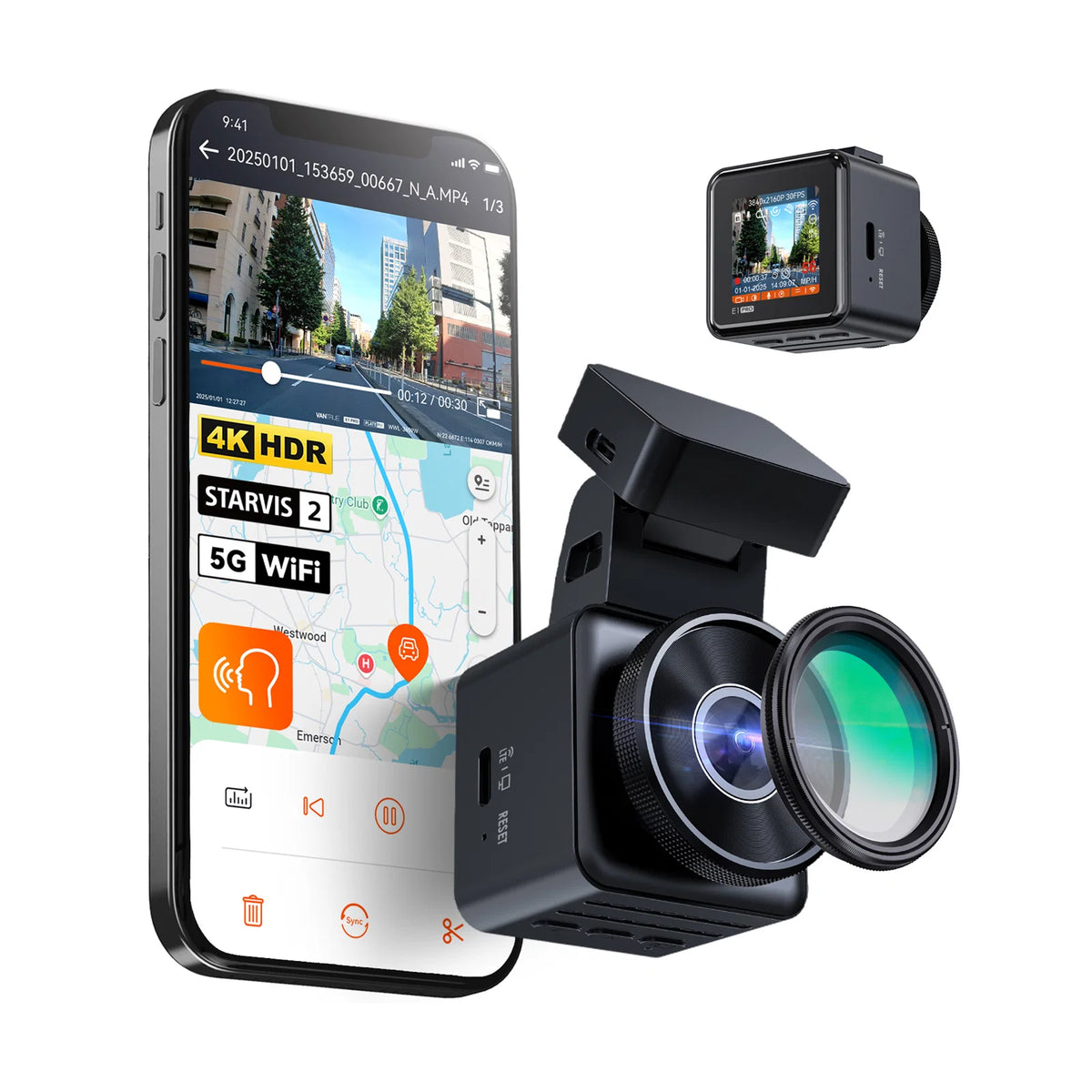 Vantrue E1 Pro 4K Mini Dash Cam with Sony STARVIS 2