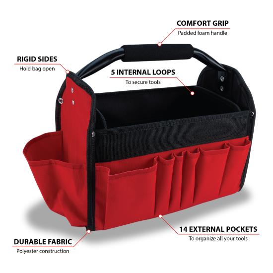 Performance Tool Polyester Fabric Tool Bag with 14 External Pockets (W88976)
