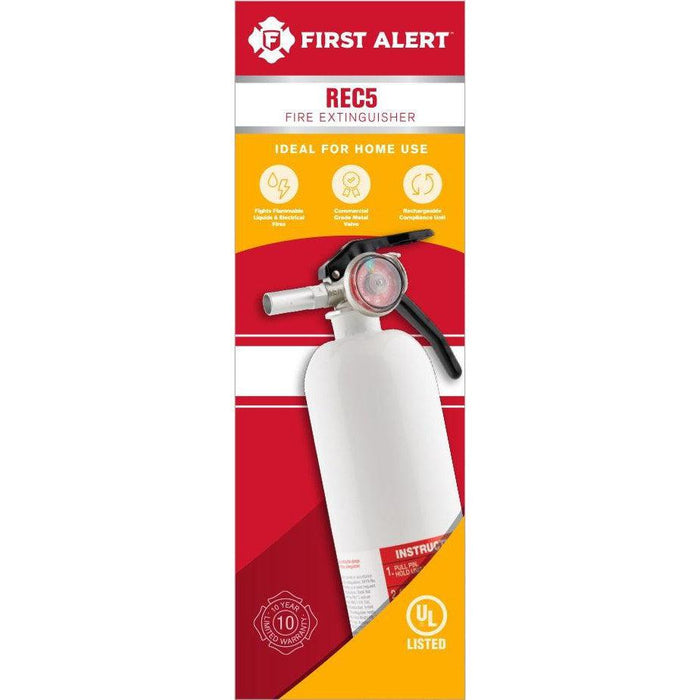 BRK Electronics Steel UL Rated 5-B:C White Fire Extinguisher (REC5)