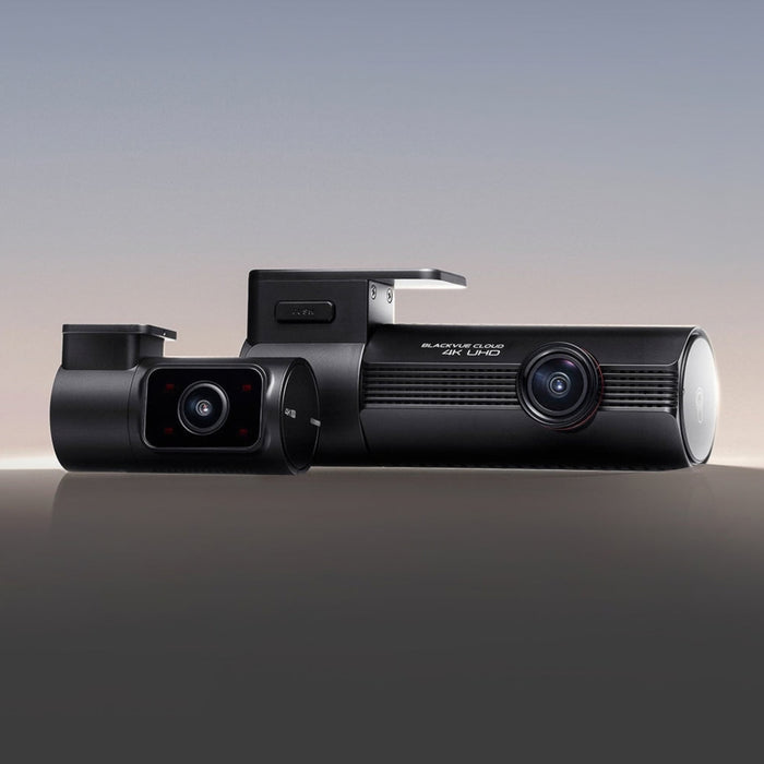 BlackVue Elite 10 front and infrared interior cameras displayed together