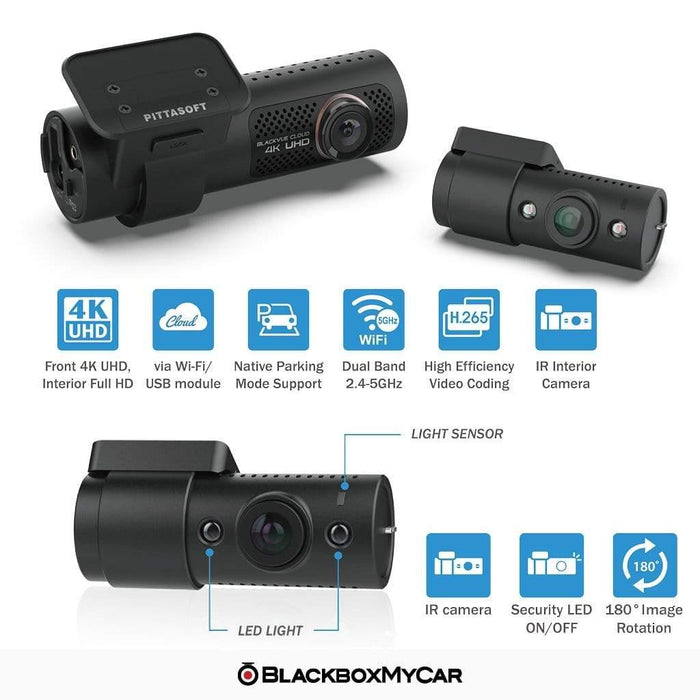 BlackVue DR900X-2CH IR (Infrared) 4K Dash Cam - Dash Cams - BlackVue DR900X-2CH IR (Infrared) 4K Dash Cam - 2-Channel, 2K QHD @ 60 FPS, 4K UHD @ 30 FPS, Adhesive Mount, App Compatible, Bluetooth, Cloud, Desktop Viewer, G-Sensor, GPS, Hardwire Install, Infrared (IR), Loop Recording, Mobile App, Mobile App Viewer, Night Vision, Parking Mode, South Korea, Super Capacitor, Wi-Fi - BlackboxMyCar Canada