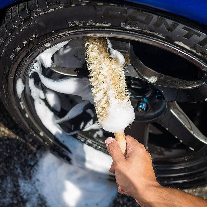 Chemical Guys Ferret Wheel Brush in use