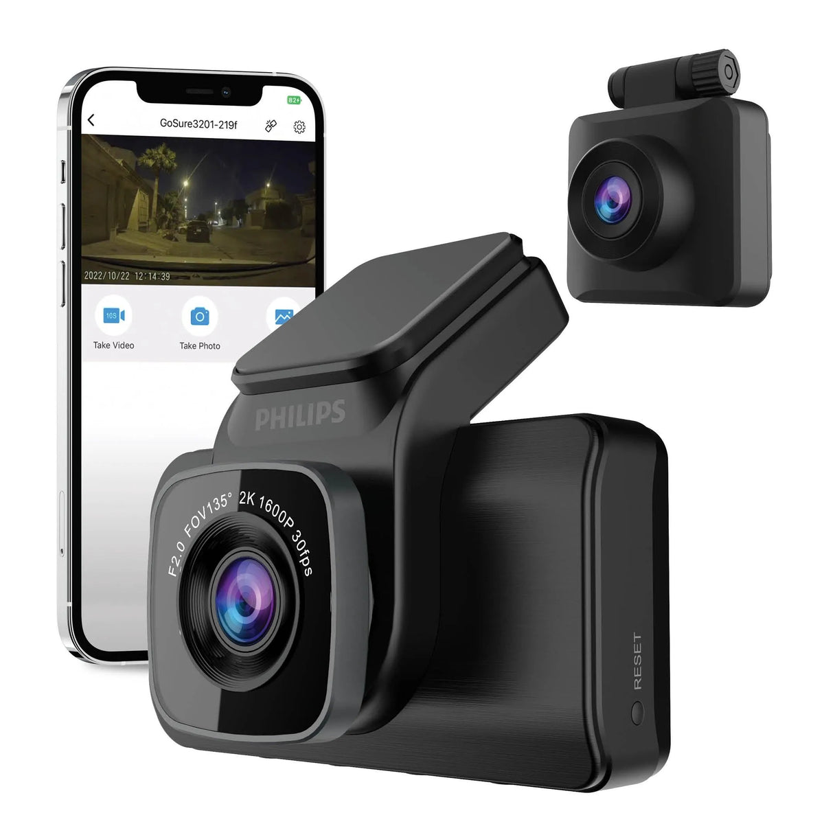Philips GoSure GS5101D 2K QHD Dual-Channel Dash Cam - BlackboxMyCar Canada