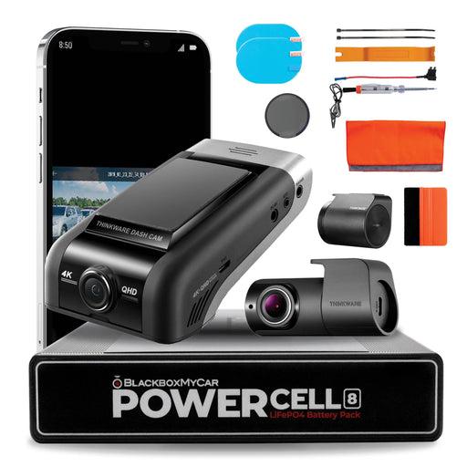 [Signature Bundle] Thinkware U1000 Dual Channel + BlackboxMyCar PowerCell 8 Battery Pack + Bonus 2 Year Warranty - Dash Cam Bundles - {{ collection.title }} - 12V Plug-and-Play, 2-Channel, 4K UHD @ 30 FPS, ADAS, Adhesive Mount, App Compatible, Battery, Bluetooth, Cloud, Dash Cam Bundles, G-Sensor, GPS, Hardwire Install, LiFePO4, Loop Recording, Mobile App Viewer, Night Vision, Parking Mode, sale, South Korea, Super Capacitor, Thinkware U1000 4K UHD Dual-Channel Cloud Dash Cam, Wi-Fi - BlackboxMyCar Canada