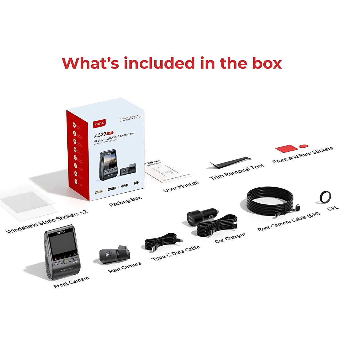 [REFURBISHED] VIOFO A329 4K UHD 2-Channel 60FPS Wi-Fi 6 Dash Cam