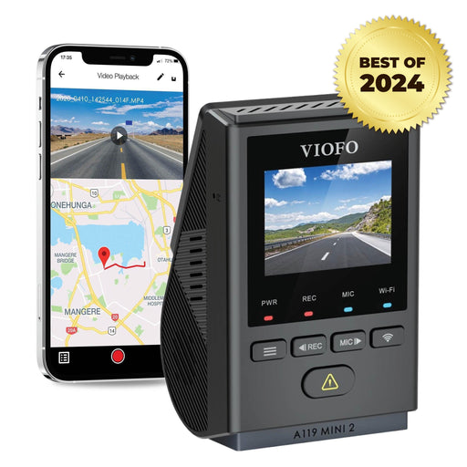 VIOFO A119 Mini 2 2K QHD Dash Cam - Dash Cams - {{ collection.title }} - 1-Channel, 2K QHD @ 60 FPS, Adhesive Mount, App Compatible, Bluetooth, China, Dash Cams, G-Sensor, GPS, Hardwire Install, Loop Recording, Mobile App, Mobile App Viewer, Night Vision, Parking Mode, sale, Security, Voice Alerts, Wi-Fi - BlackboxMyCar Canada