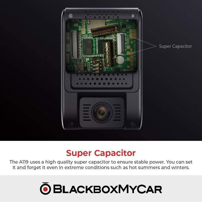 VIOFO A119 V3 QHD+ Dash Cam - Dash Cams - VIOFO A119 V3 QHD+ Dash Cam - 1-Channel, 12V Plug-and-Play, 256GB, 2K QHD @ 30 FPS, Adhesive Mount, China, Display Screen, G-Sensor, GPS, Hardwire Install, Loop Recording, Night Vision, Parking Mode, Security, Super Capacitor - BlackboxMyCar Canada