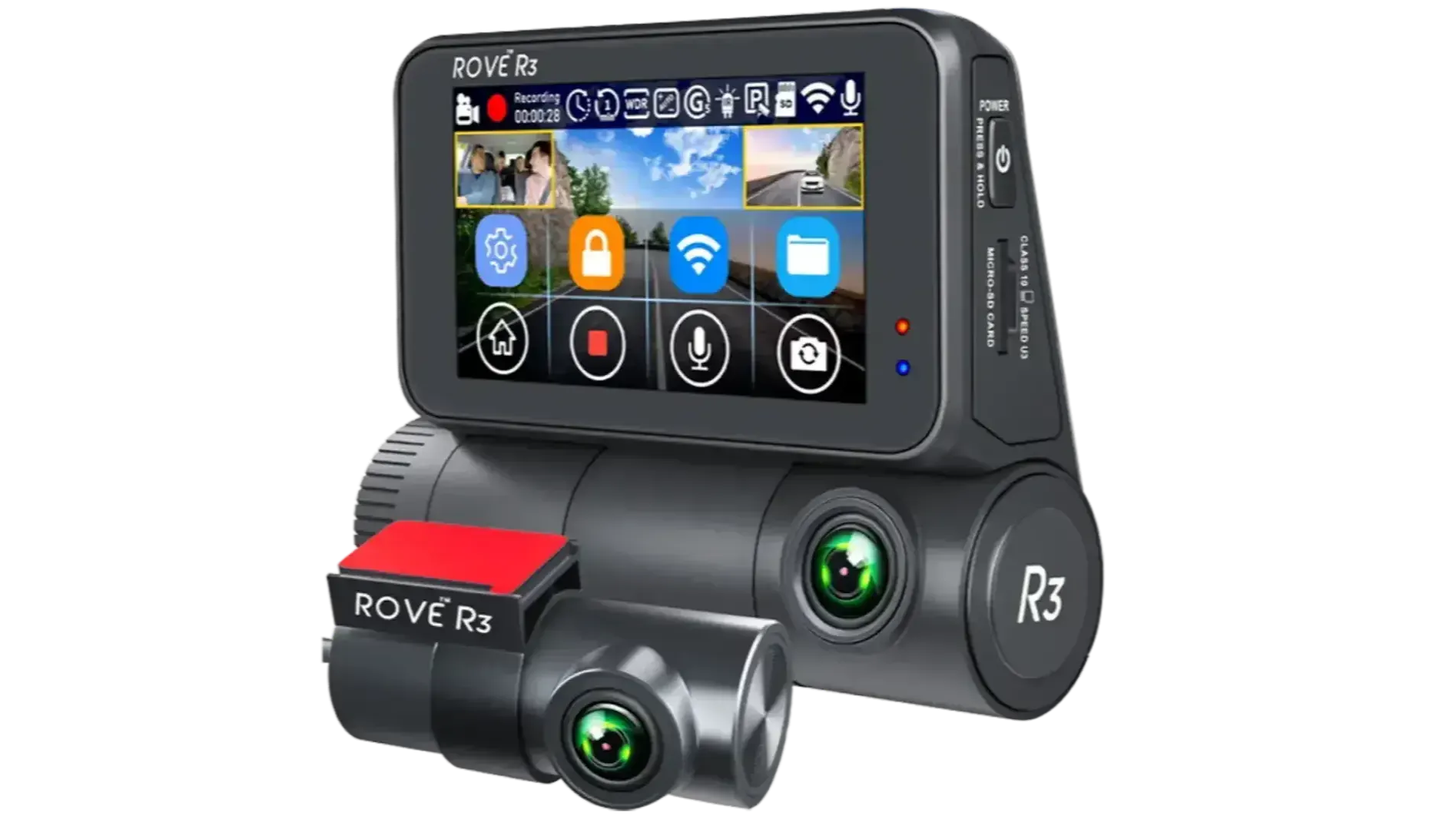 Rove R3 three-channel dash cam system