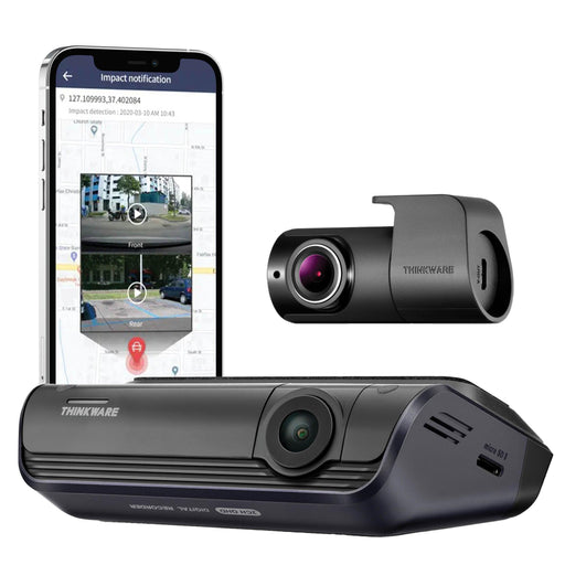 Thinkware Q1000 2K QHD Dual Channel Dash Cam - Dash Cams - Thinkware Q1000 2K QHD Dual Channel Dash Cam - 128GB, 12V Plug-and-Play, 2-Channel, 2K QHD @ 30 FPS, ADAS, Adhesive Mount, App Compatible, Bluetooth, Camera Alerts, Cloud, Desktop Viewer, G-Sensor, GPS, Hardwire Install, Loop Recording, Mobile App, Mobile App Viewer, Night Vision, OBD Plug-and-Play, Parking Mode, Rear Camera, sale, Security, South Korea, Super Capacitor, Voice Alerts, Wi-Fi - BlackboxMyCar Canada