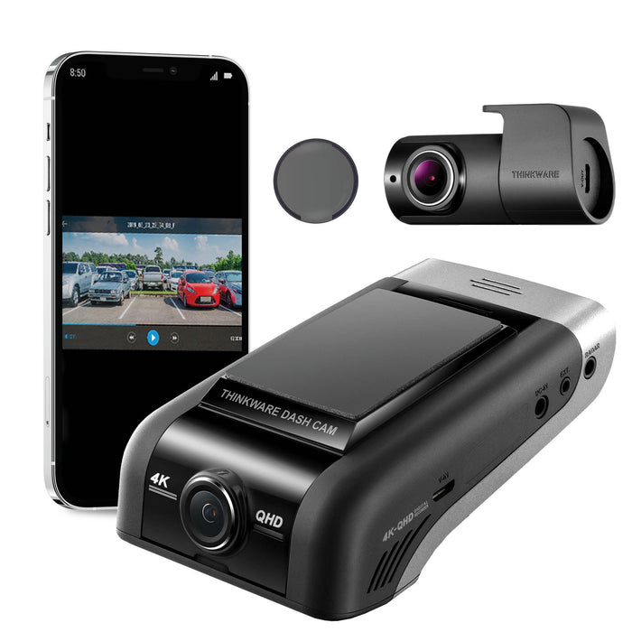 Thinkware U1000 4K UHD Dual-Channel Dash Cam - Dash Cams - Thinkware U1000 4K UHD Dual-Channel Dash Cam - 128GB, 12V Plug-and-Play, 2-Channel, 4K UHD @ 30 FPS, ADAS, Adhesive Mount, App Compatible, Camera Alerts, Cloud, Desktop Viewer, G-Sensor, GPS, Hardwire Install, Loop Recording, Mobile App, Mobile App Viewer, Night Vision, OBD Plug-and-Play, Parking Mode, Rear Camera, Security, South Korea, Super Capacitor, Voice Alerts, Wi-Fi - BlackboxMyCar Canada