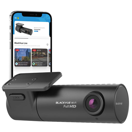 BlackVue DR590X-1CH Full HD Dash Cam - Dash Cams - {{ collection.title }} - 1-Channel, 1080p Full HD @ 30 FPS, 12V Plug-and-Play, Adhesive Mount, Bluetooth, Dash Cams, Desktop Viewer, G-Sensor, Loop Recording, Mobile App, Mobile App Viewer, Night Vision, Parking Mode, South Korea, Wi-Fi - BlackboxMyCar Canada
