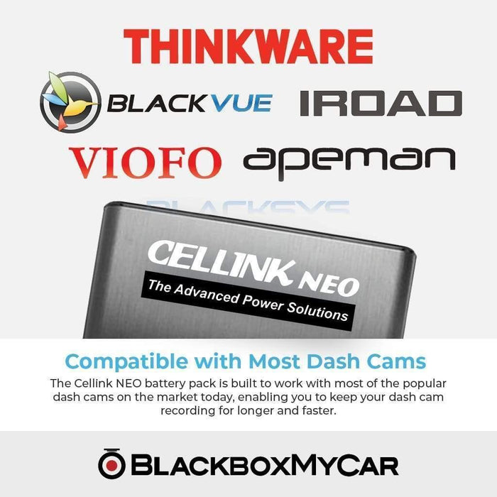Cellink NEO Extended Battery Pack - Dash Cam Accessories - Cellink NEO Extended Battery Pack - 12V Plug-and-Play, App Compatible, Battery, Bluetooth, custom:Limited Quantities Left, Hardwire Install, LiFePO4, South Korea - BlackboxMyCar Canada