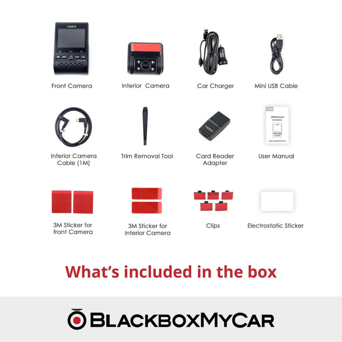 VIOFO A129 Plus Duo IR (Cabin View) Dash Cam - Dash Cams - VIOFO A129 Plus Duo IR (Cabin View) Dash Cam - 1080p Full HD @ 30 FPS, 12V Plug-and-Play, 2-Channel, 256GB, Adhesive Mount, App Compatible, China, Display Screen, G-Sensor, GPS, Hardwire Install, Infrared (IR), Loop Recording, Mobile App, Mobile App Viewer, Night Vision, Parking Mode, Security, Super Capacitor, Wi-Fi - BlackboxMyCar Canada