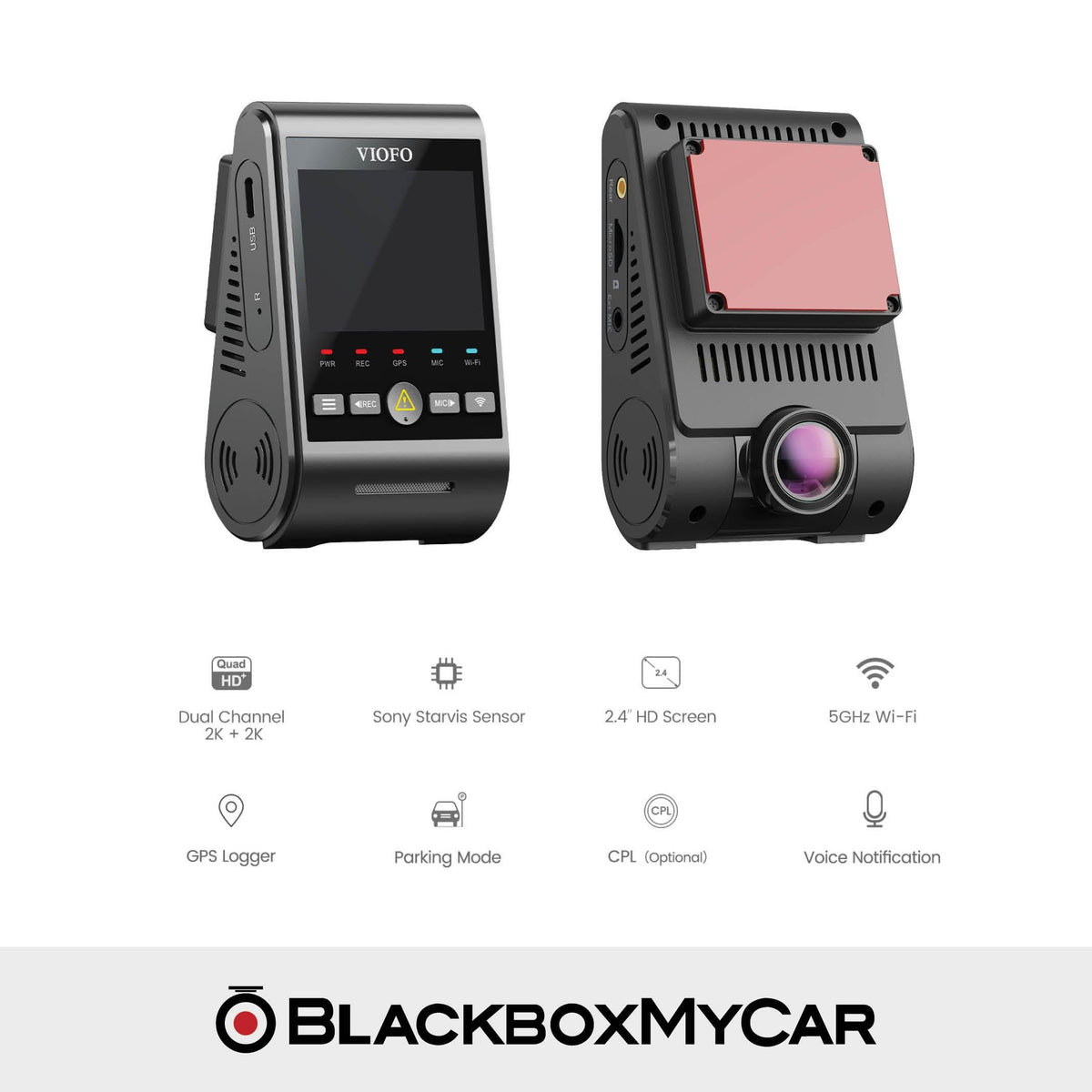 VIOFO A229 2K QHD 1-Channel Dash Cam with GPS - Dash Cams - {{ collection.title }} - 1-Channel, 12V Plug-and-Play, 256GB, 2K QHD @ 30 FPS, Adhesive Mount, App Compatible, China, Dash Cams, Display Screen, G-Sensor, GPS, Hardwire Install, Loop Recording, Mobile App, Mobile App Viewer, Night Vision, Parking Mode, Pre-Order, sale, Security, Super Capacitor, Wi-Fi - BlackboxMyCar Canada