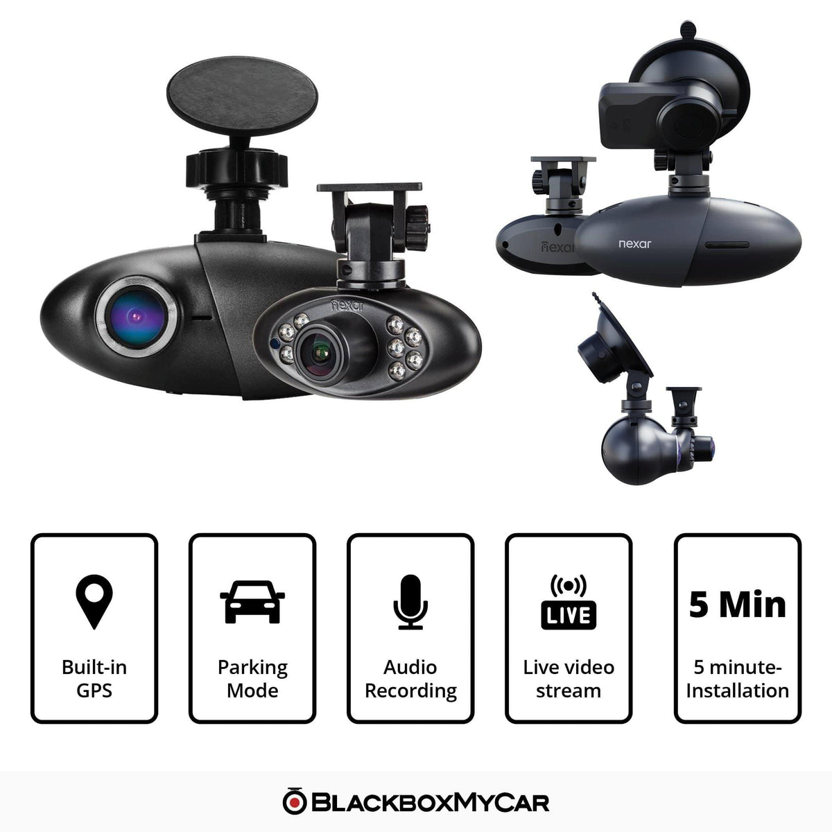 [OPEN BOX] Nexar Pro Full HD IR (Infrared) GPS Dash Cam - Dash Cams - {{ collection.title }} - 12V Plug-and-Play, App Compatible, Cloud, Dash Cams, G-Sensor, GPS, Infrared (IR), Loop Recording, Mobile App Viewer, Night Vision, Parking Mode, sale, Suction Mount, Wi-Fi - BlackboxMyCar Canada