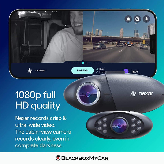 [WAREHOUSE DEAL] Nexar Pro Full HD IR (Infrared) GPS Dash Cam - Dash Cams - [WAREHOUSE DEAL] Nexar Pro Full HD IR (Infrared) GPS Dash Cam - 12V Plug-and-Play, App Compatible, Cloud, G-Sensor, GPS, Infrared (IR), Loop Recording, Mobile App Viewer, Night Vision, Parking Mode, Suction Mount, Wi-Fi - BlackboxMyCar Canada